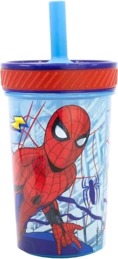 Drošs bērnu krūzīte ar salmiņu Spider-Man - 1 gab.