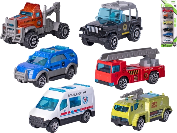 Metāla rotaļu auto komplekts 6 gab. (6,5–7,5 cm)