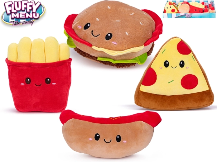 Plīša rotaļlietas Fluffy Menu – hamburgers, pica, frī kartupeļi un hotdogs