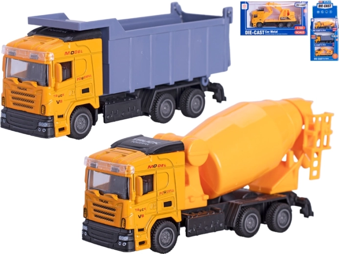 Die-cast construction vehicle model 1:50 with pull-back, mixed types