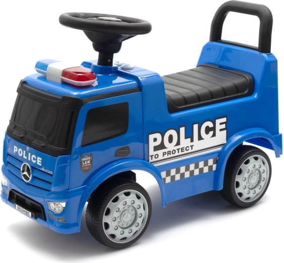 Bērnu stumjamais auto policijas MERCEDES Baby Mix ar skaņām – zils