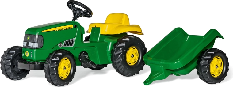 Minamais traktors Rolly Kid John Deere ar piekabi, zaļš