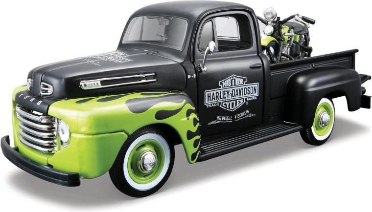 Maisto Harley-Davidson custom 1948 Ford F-1 pikaps ar motociklu 1948 FL Panhead 1:24