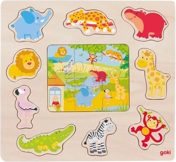 Wooden Insertion Toy and Zoo Animals Puzzle