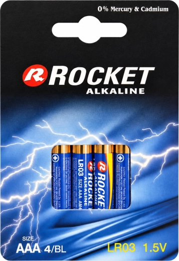 Rocket AAA 1.5 V alkaline batteries (10× packs of 4 pcs)