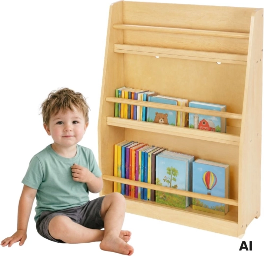Bērnu koka grāmatu plaukts TOOKY TOY ar 3 plauktiem