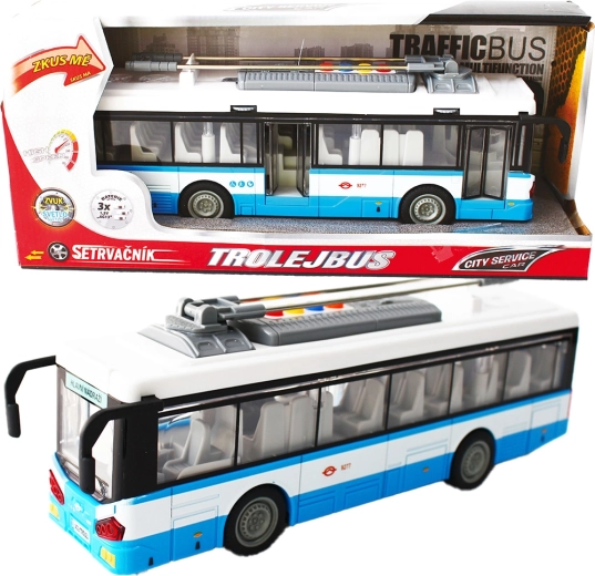 Pilsētas trolejbuss ar inerci, ar gaismu un skaņu – zils