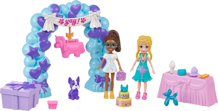 Two dolls and a cute pet
