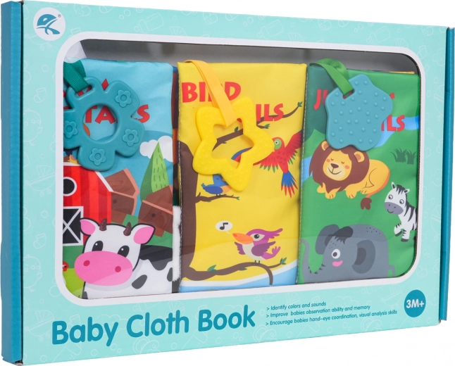 Set of Soft Fabric Baby Books with Tails and Teethers