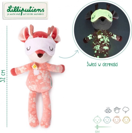 Lilliputiens plīša iemidzināšanas rotaļlieta stirniņa Stella ar spīdošiem elementiem 6m+