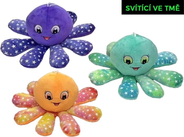 Plīša astoņkājītis 10 cm, spīd tumsā