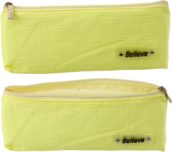 Yellow Pencil Case with Embossed Pattern