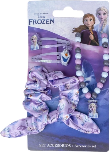 Bērnu aksesuāru komplekts Disney Frozen – matu sprādzes, gumija un kaklarota