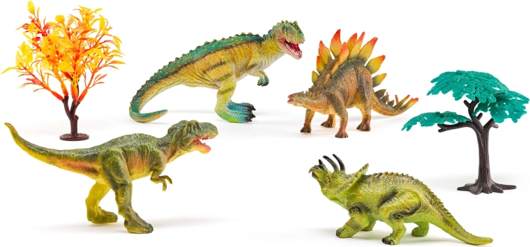 Dinozauru komplekts “Zudusī pasaule” – figūriņas un koki aizvēsturiskām rotaļām