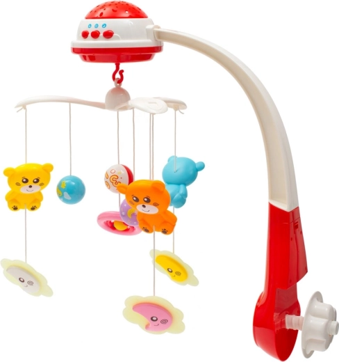Gultiņas karuselis ar gaismas projektoru Baby Mix, sarkans