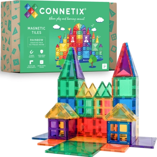 Magnētiskā rotaļlietu konstruktors CONNETIX Rainbow Creative Pack, 102 detaļas