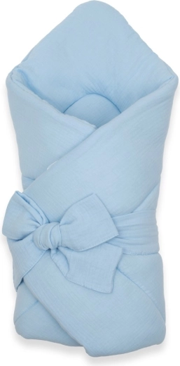 Muslin swaddle with ties New Baby, blue