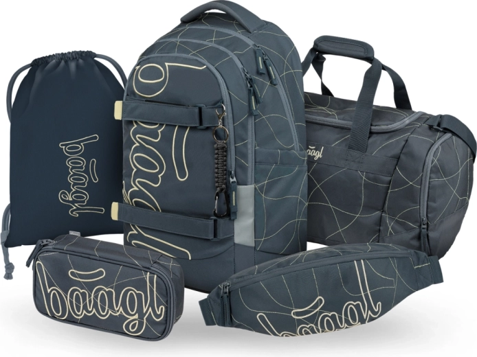 Baagl skolas komplekts 5 gab. Skate Max Wave – mugursoma, penālis, maisiņš, sporta soma un jostas soma (GRS)