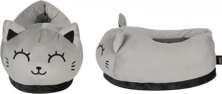 Plush Slippers Grey Cats