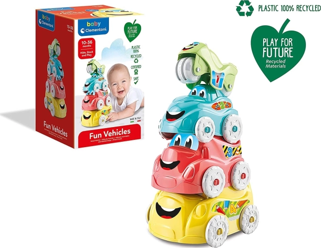 Clementoni Baby jautru transportlīdzekļu kaudzējamā rotaļlieta Play for Future