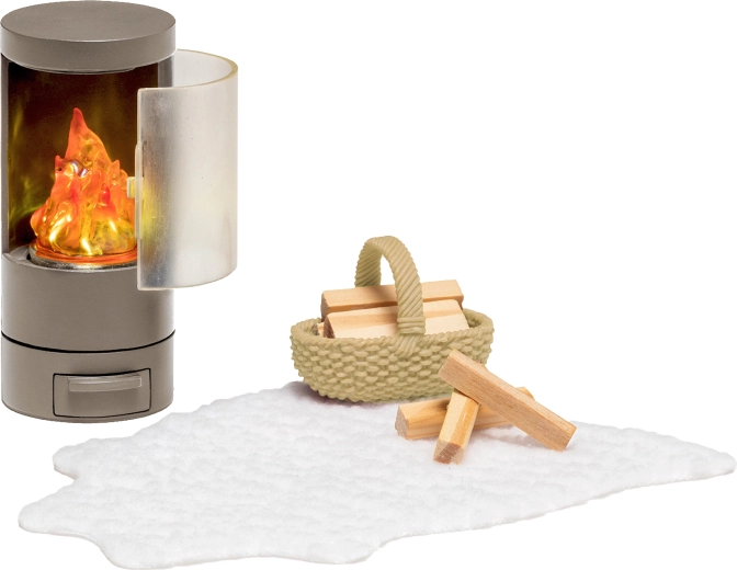 Lundby fireplace with accessories for a dollhouse