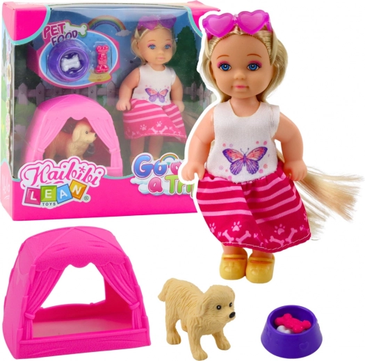 Mini lelle ar suni, telti un piederumiem