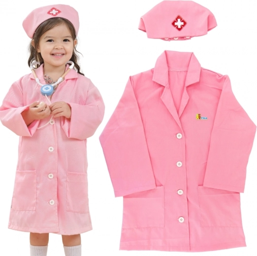 Pink kids’ nurse costume with cap VIGA