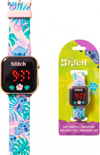 Bērnu digitālais LED pulkstenis Disney Lilo & Stitch ar silikona siksniņu