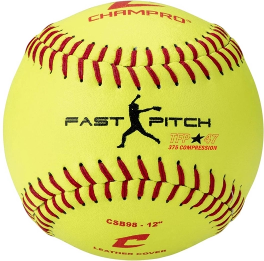 CHAMPRO fastpitch softbola bumba 12" dzeltena, ādas - 1 gab.