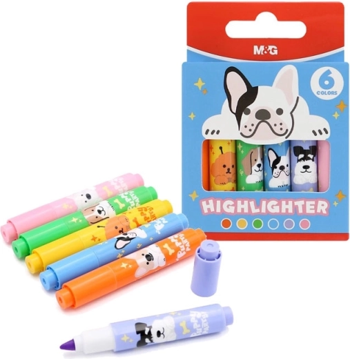 Mini Puppy Party Highlighters, set of 6