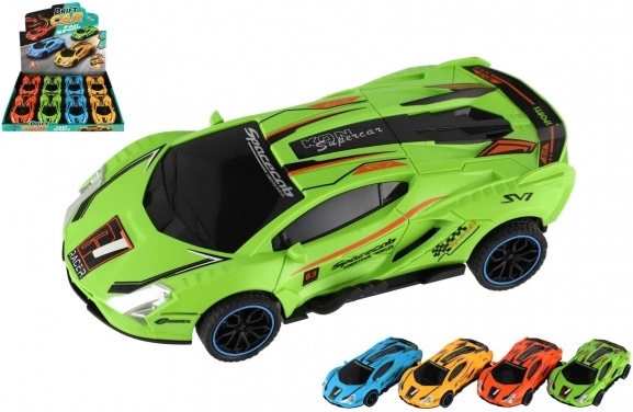Plastic drift car with flywheel 16 cm – set of 4 colors, 8 pcs in box