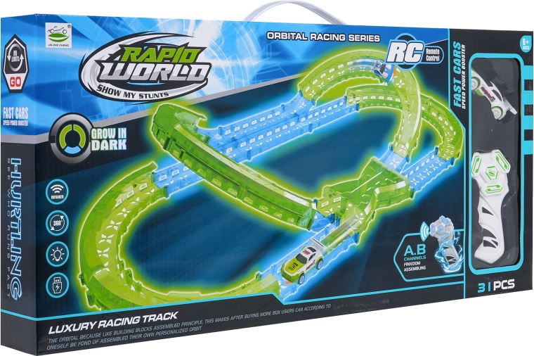 Glow-in-the-dark racing track, 31 pieces