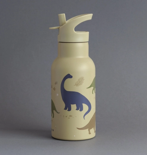 A Little Lovely Company stainless steel drinking bottle with dinosaurs, 350 ml