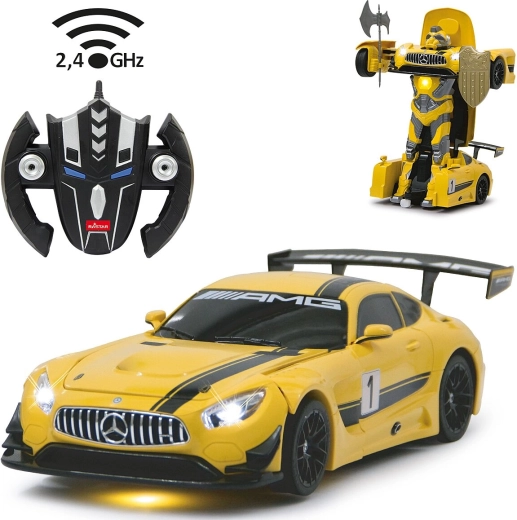 Jamara Mercedes-Benz AMG GT3 pārveidojams RC automobilis/robots 1:14, dzeltens, 2,4 GHz
