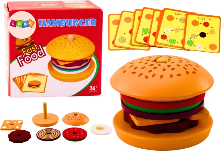 Koka hamburgeris no koka – 8 detaļu komplekts ar 10 recepšu kartītēm