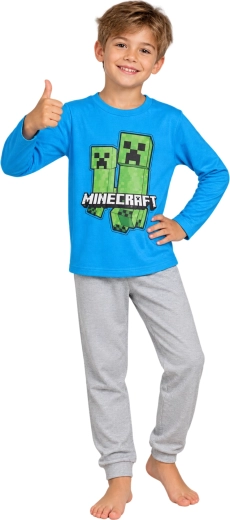 Bērnu Minecraft pidžama zili pelēkā krāsā