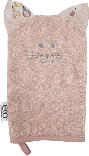 ECO cotton washcloth with ears Cat rose pink 20 × 15 cm
