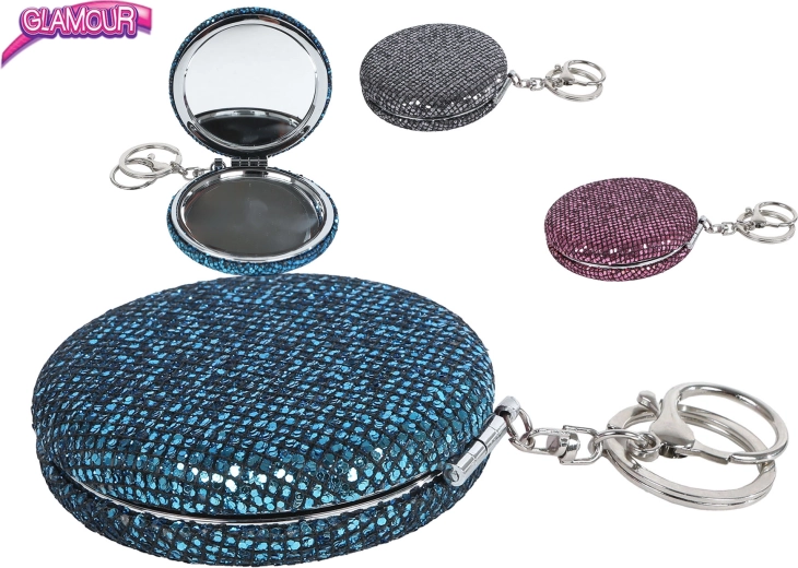 Glamour keychain with mirror and glitter