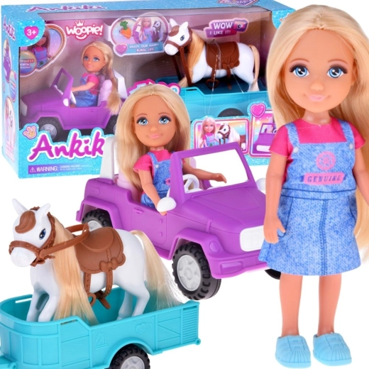 Woopie lelle Niki ar zirgu, auto un piekabi