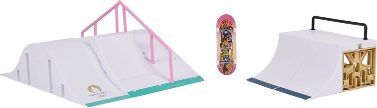 Ramp with rail for smooth grinds