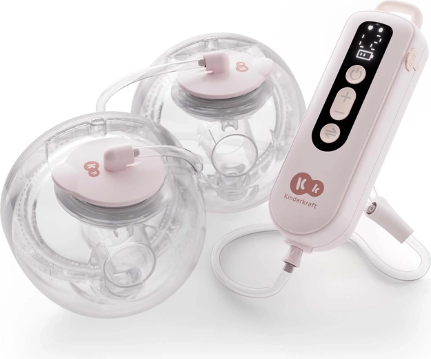 Kinderkraft gentleflow double hands-free electric breast pump, pink