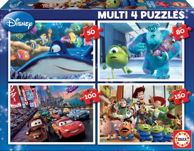 Educa Disney Pixar puzles 4 vienā (50, 80, 100 un 150 gabali)