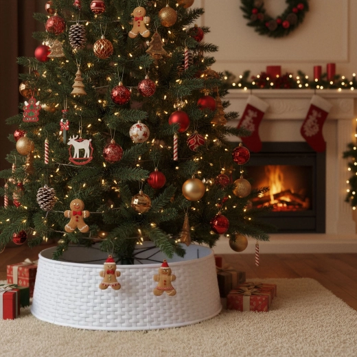 White Plastic Christmas Tree Stand Cover