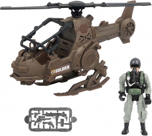 Militārais helikopters ar pilotu 23 cm