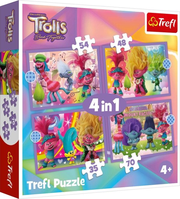 Trefl puzle Trolli 3: Krāsains piedzīvojums 4v1 (35, 48, 54, 70 detaļas)