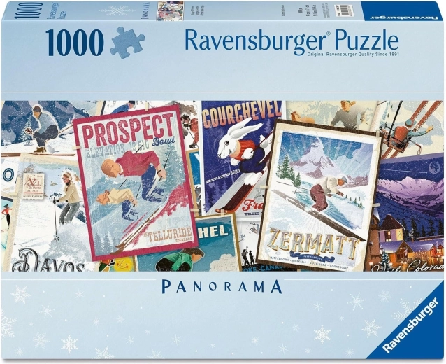 Ravensburger panorāmas puzle Vecie slēpošanas plakāti 1000 gabaliņi