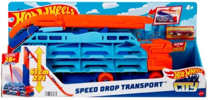 Hot Wheels City transportieris 2 vienā ar episku 60 cm nobraucienu