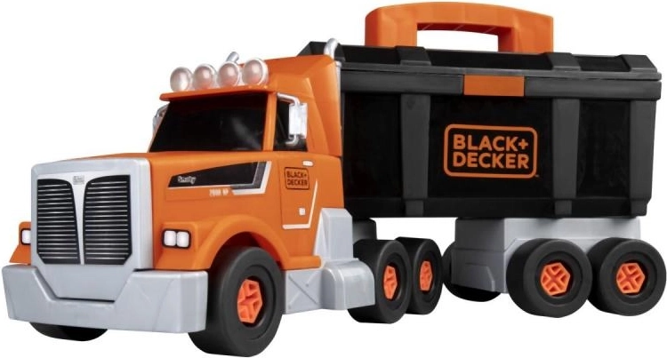 BLACK+DECKER kravas auto ar instrumentiem un urbjmašīnu, bērnu būvējamais komplekts 43 cm