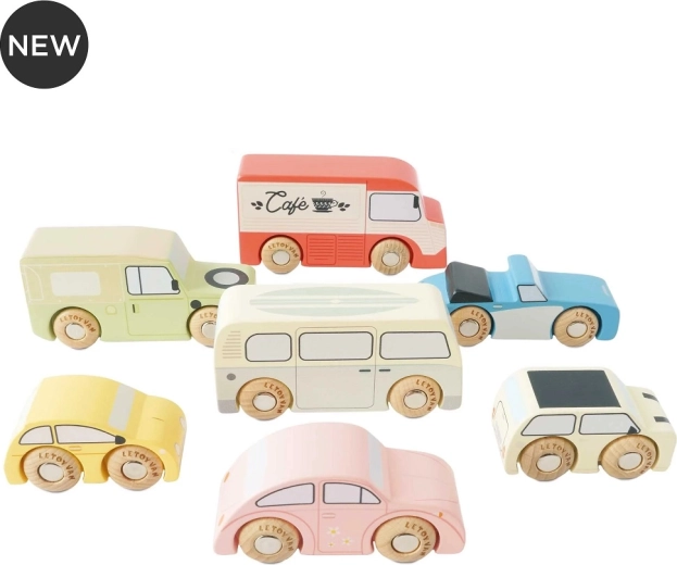 Vintage koka automašīnu komplekts Le Toy Van