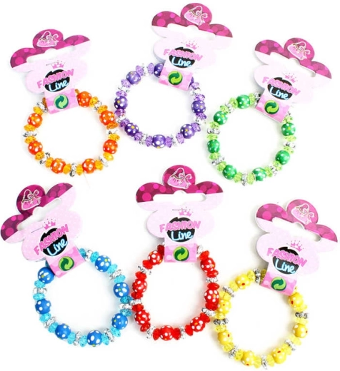 Children's elastic bracelet with wooden and plastic beads - 1 piece